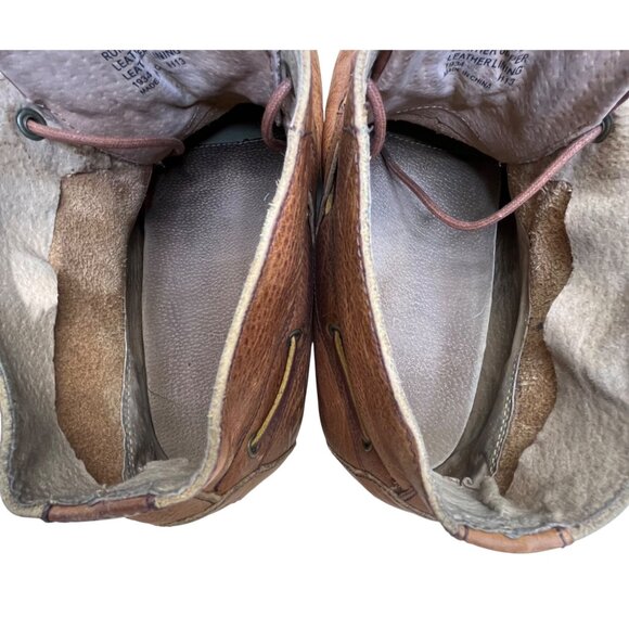 Polo Ralph Lauren Men’s Brown Leather Lace Up Rumford Moc Toe Ankle Boots Sz 12D - Picture 6 of 12